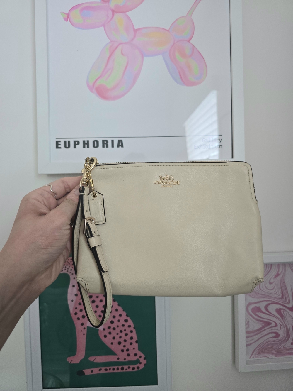 Authentic Coach Cream Clutch with Gold Hardware - Y2K